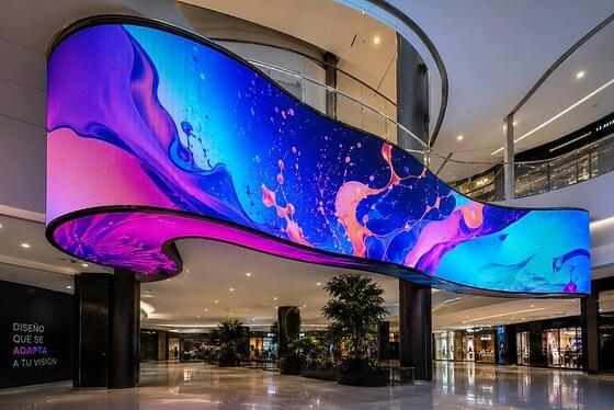 หน้าจอแสดงผล LED โค้งนุ่มแบบเต็มสี 64 X 64 ระบบควบคุม Mooncell Kystar