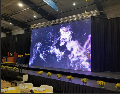 จอสีเต็มในร่ม P3.91 ฉากหลังเวที LED ผนังวิดีโอ FCC 64x64 พิกเซล