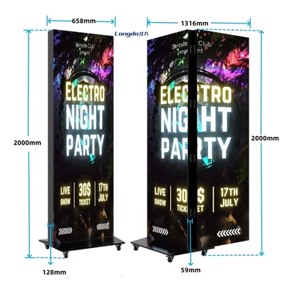 โปสเตอร์แสดงผล LED ความละเอียดสูงแบบสองด้าน เครื่องเล่นวิดีโอดิจิทัลโฆษณา P1.25 P1.538 P1.86 P2 P2.5 P3
