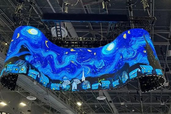 ประเภทการเช่าป้ายดิจิทัล แผง LED โค้ง P3.91 สำหรับหน้าร้านกลางแจ้ง