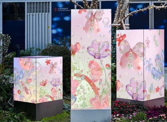 จอแสดงผล LED สีเต็มรูปแบบในร่มทรงสี่เหลี่ยม P2.5 สำหรับเสาสี่เหลี่ยม อลูมิเนียมหล่อขึ้นรูป 640x480 มม.