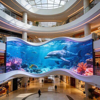 สีเต็ม P5 1R1G1B วงโค้ง LED Display นอกมุมมองใหญ่