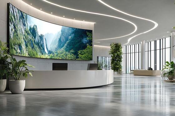 ISO14001 จอแสดงผล LED แบบโค้ง P2mm SMD1515 Led Video Wall Studio