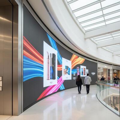 สีเต็ม P5 1R1G1B วงโค้ง LED Display นอกมุมมองใหญ่