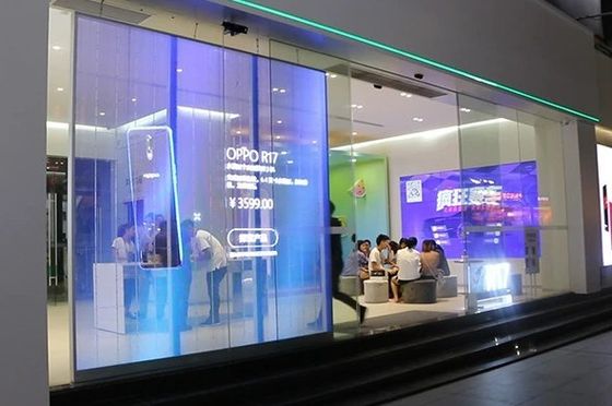 จอแสดงผล LED แบบโต้ตอบสร้างสรรค์โปร่งใส ISO14001 สำหรับห้างสรรพสินค้า