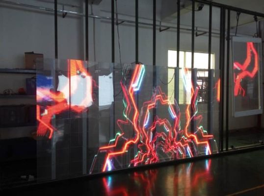 HD P3.9mm กระจกโปร่งแสง LED Screen Grid Window Display 4500cd/ M2