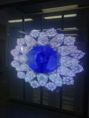 HD P3.9mm กระจกโปร่งแสง LED Screen Grid Window Display 4500cd/ M2