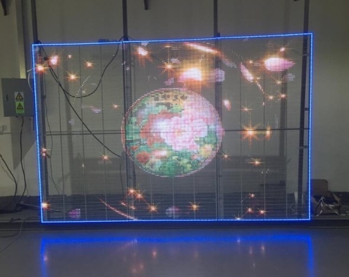 หน้าจอ LED ผนังวิดีโอโปร่งใส AC85V หน้าจอแสดงผล RGB Led Window